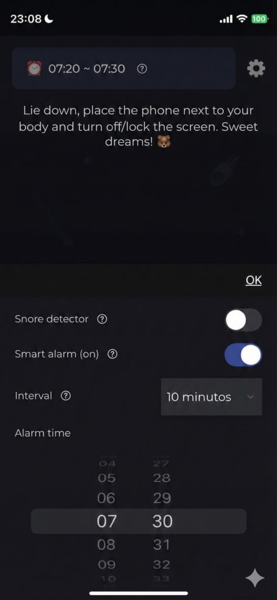 image of the snore monitor deactivated