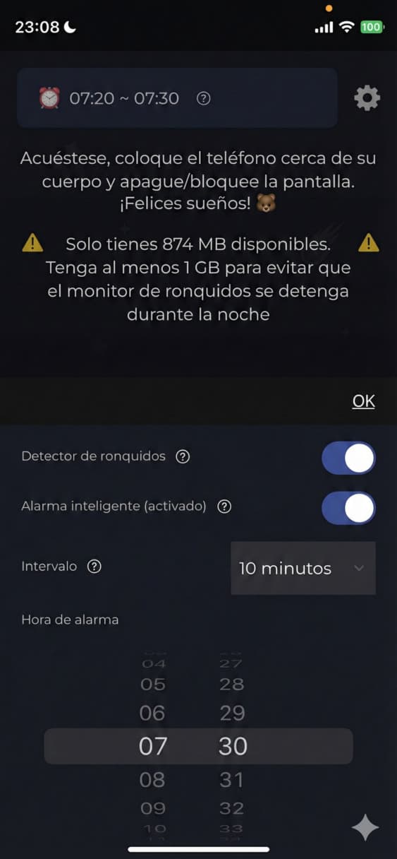 imagen del monitor de ronquido activo