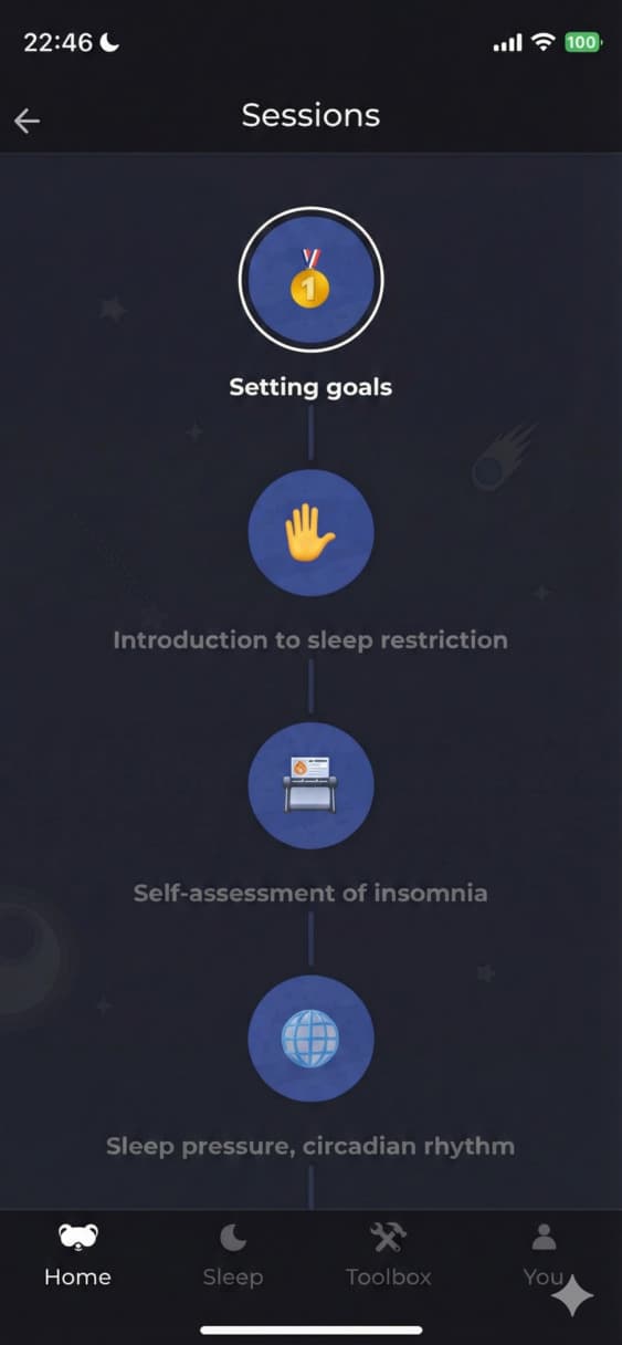 image of the session list in a journey