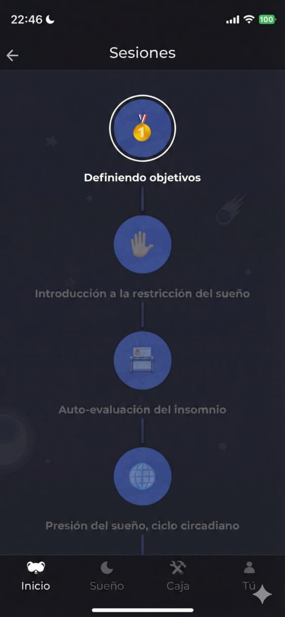 imagen de la lista de sesiones en un viaje