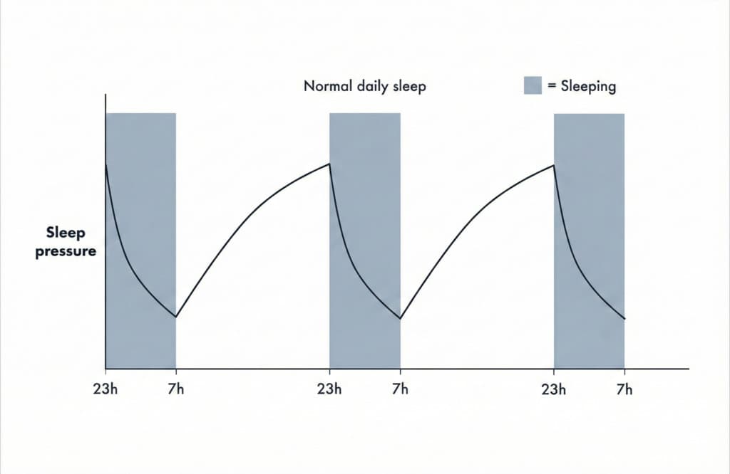 Graph showing sleep pressure throughout the day